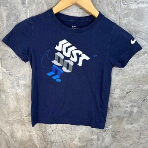 Nike navy blue graphic tee with white accents 6M ‎ #kidswear